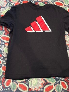 adidas Black Tee with Red & White Logo